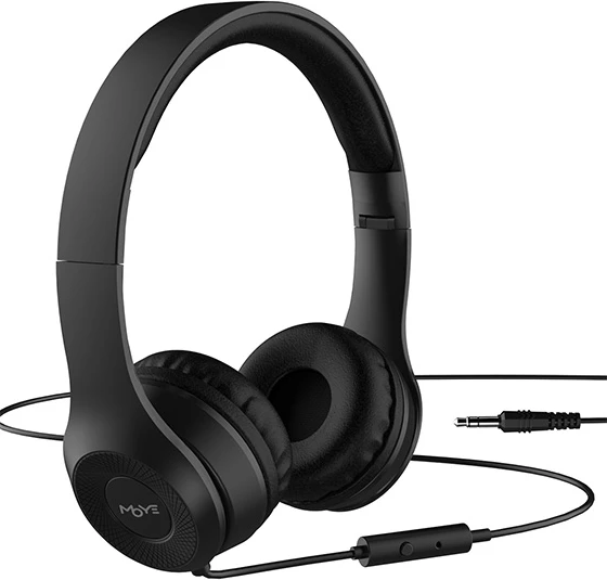 Kufje Moye Enyo me mikrofon, me kabllo 3.5mm, të palosshme, stereo, të zeza