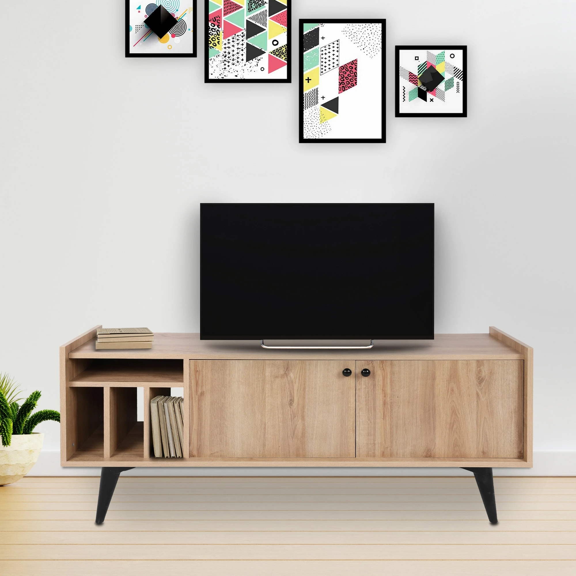 Komodë TV Skye Decor, Astana, ngjyrë lis dhe e zezë