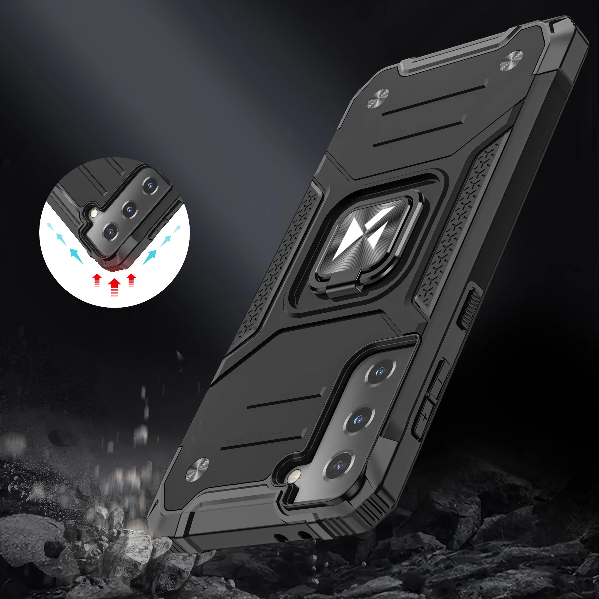 Mbështjellës Wozinsky Ring Armor për Samsung Galaxy S22+, me mbajtëse gishti dhe qëndrim, Blu