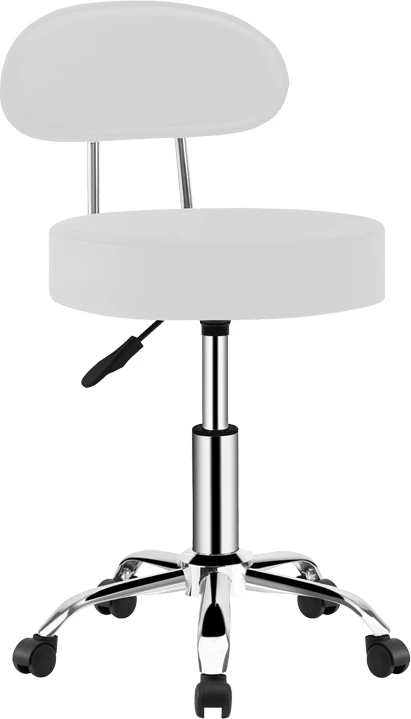 Stol pune për zyre me rrota, mbështetëse Tebere, lëkurë sintetike e bardhë, 35x35x65-77cm