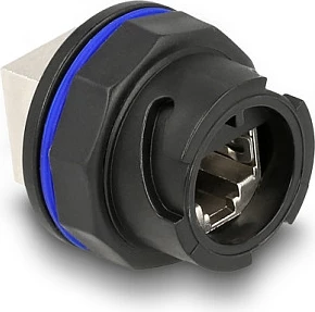 Kupler i integrum RJ45 DeLOCK Cat.6A, femër-femër, S/UTP, i zi/metalike