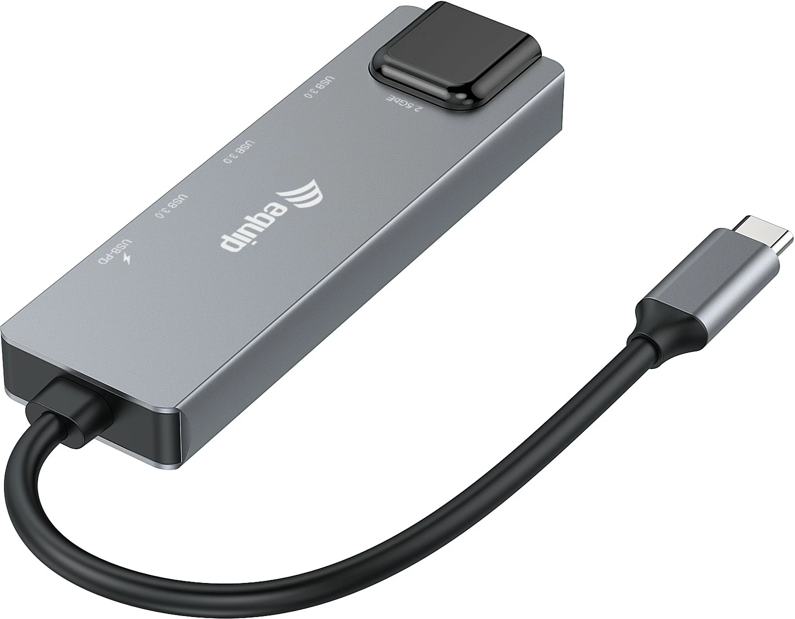 Adapter multifunksional Equip 5 në 1, USB-C, 2.5GbE, 100W, Gri