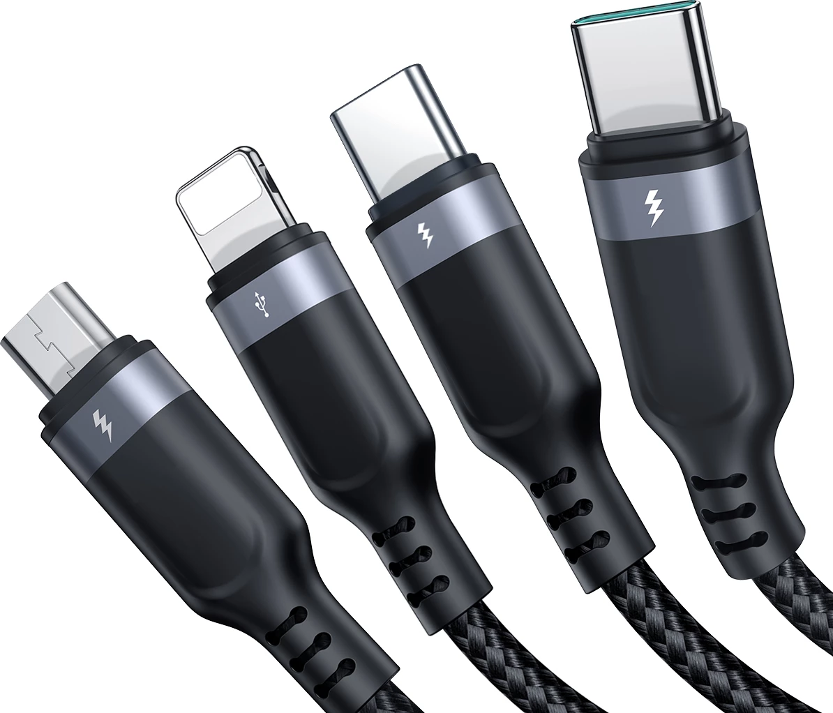 Kabllo multifunksional Joyroom S-A18 4in1, 1.2m, USB-A në USB-C/Lightning/micro USB, e zezë