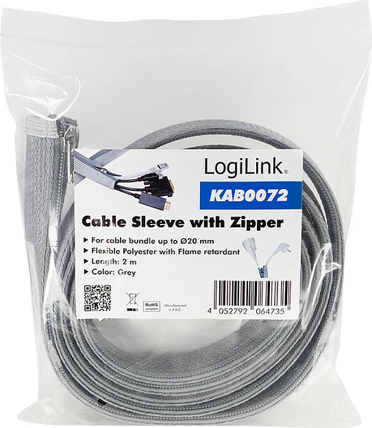 Mbulues kabllosh LogiLink KAB0072, me zinxhir, 2 m, Ø30 mm, gri