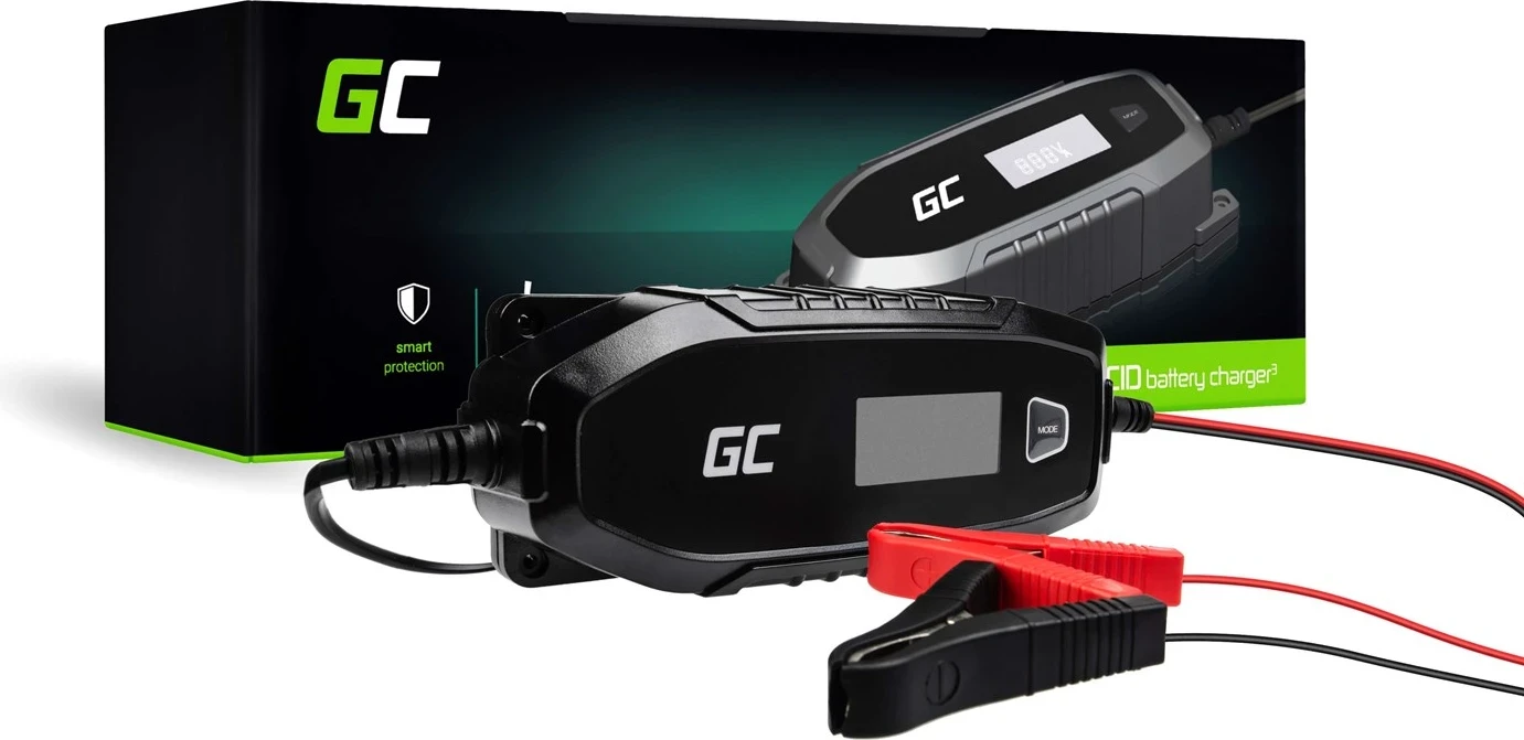 Karikues Green Cell për akumulatorë 6V 12V 4A me funksion diagnostikimi 6/12 V i zi