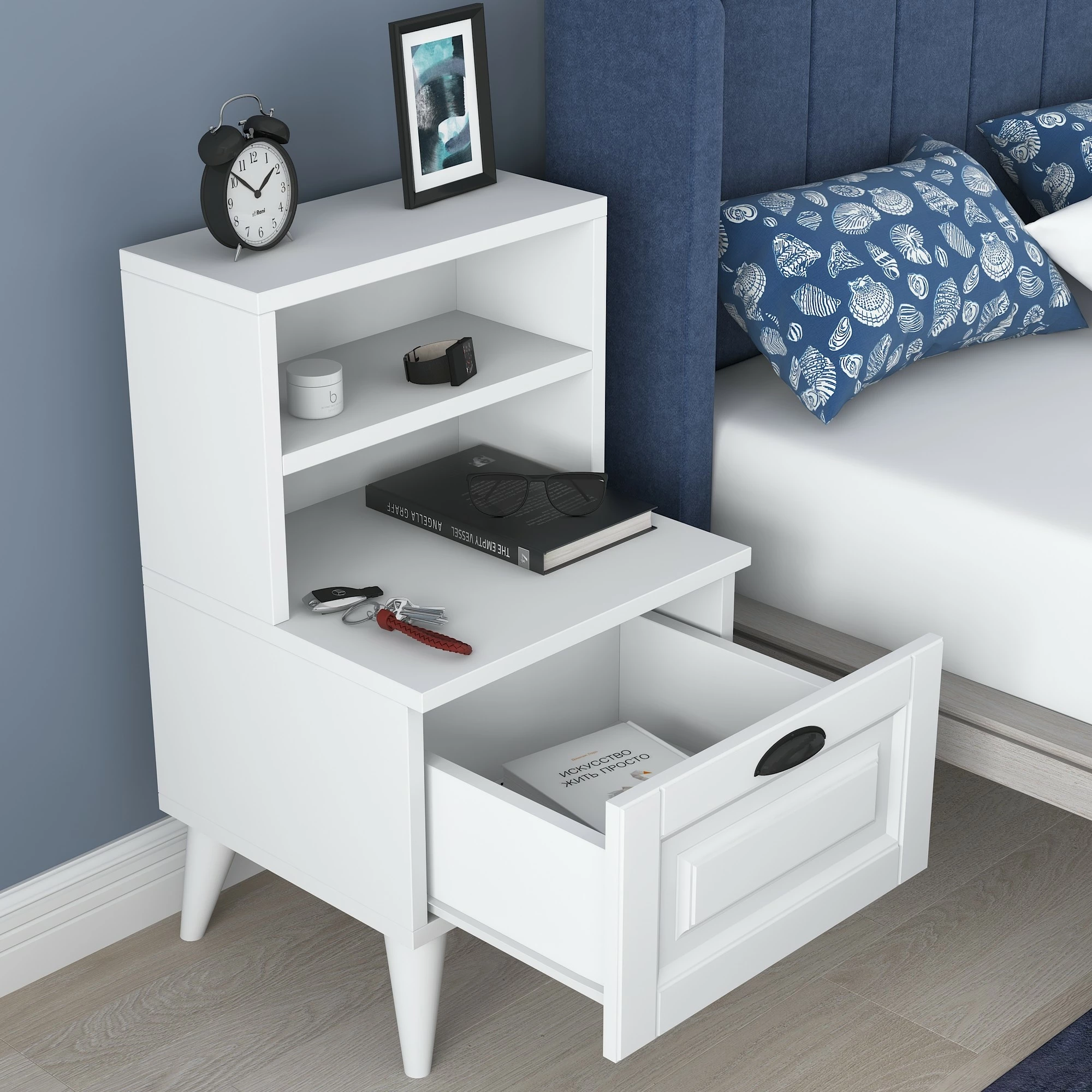 Komodinë natës Hanah Home, BD105 - 2785, e bardhë