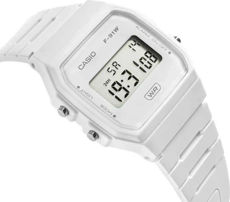 Orë dore unisex Casio F-91WB-7AEF, e bardhë, me kuti