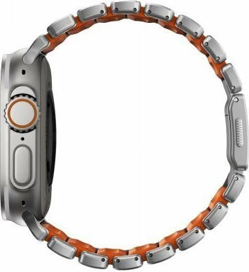 Rrip Smartwatch Nomad Stratos Band për Apple Watch 49mm, titanium + FKM, 1 copë, natyral titanium / ultra portokalli