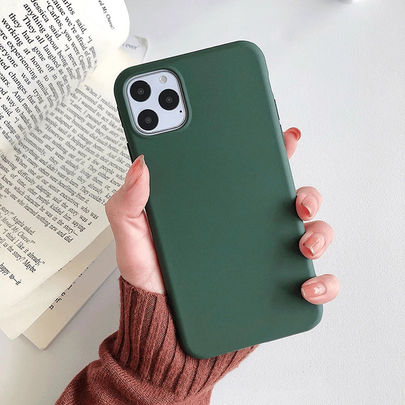 Mbështjellës silikoni ONASI për iPhone 15 Plus, i hollë, anti-rrëshqitës, jeshil mat