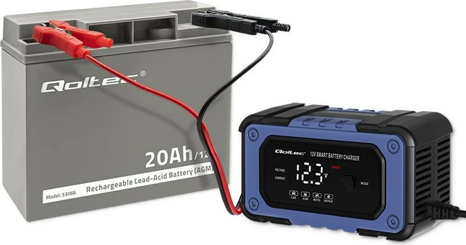 Bateri AGM Qoltec 53066, 20Ah, 12V, Gri