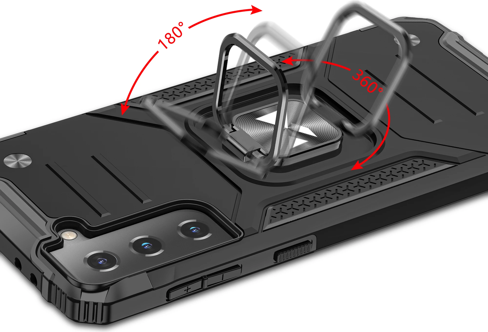 Mbështjellës Wozinsky Ring Armor për Samsung Galaxy S22+, me mbajtëse gishti dhe magnet, i zi