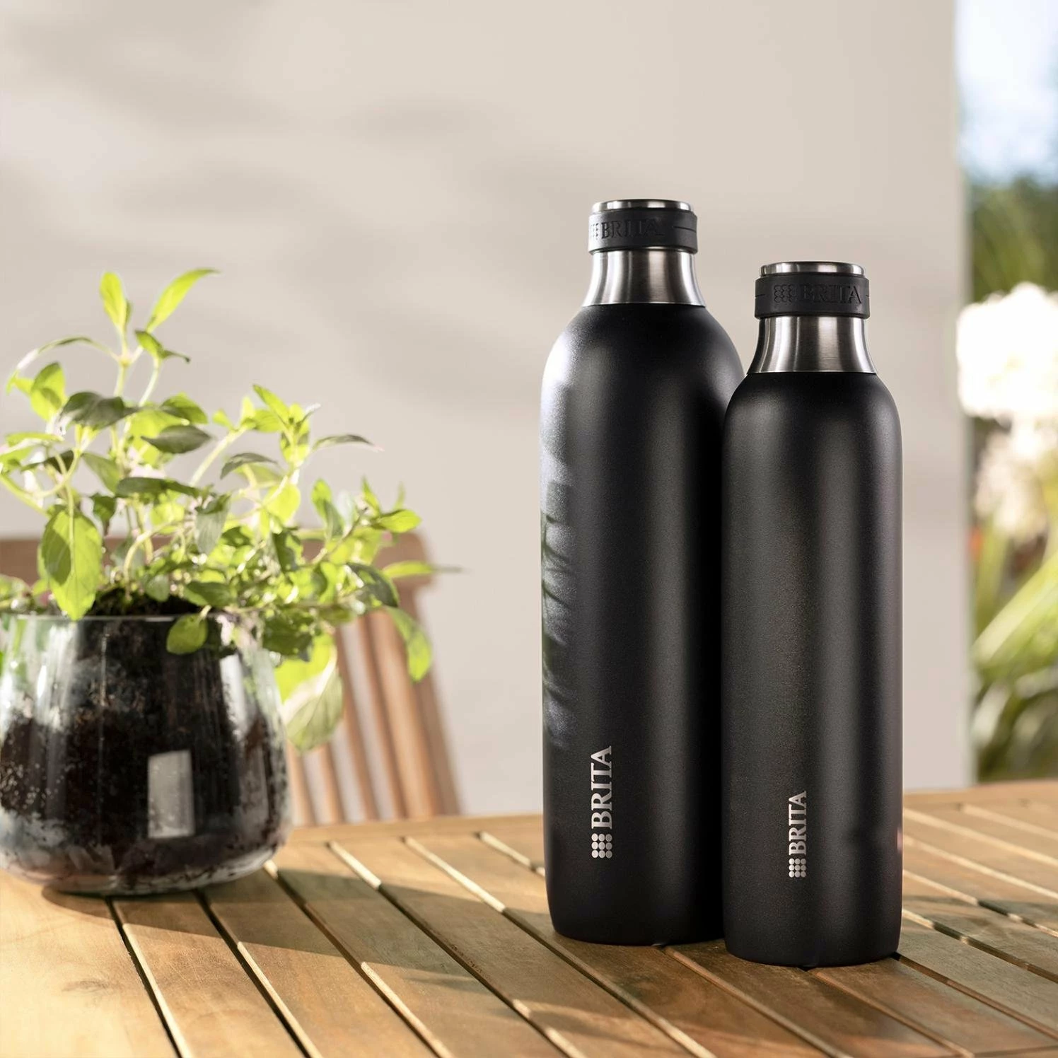 Shishe për karbonator Brita SodaTrio 0.65 L çelik inox, e zezë