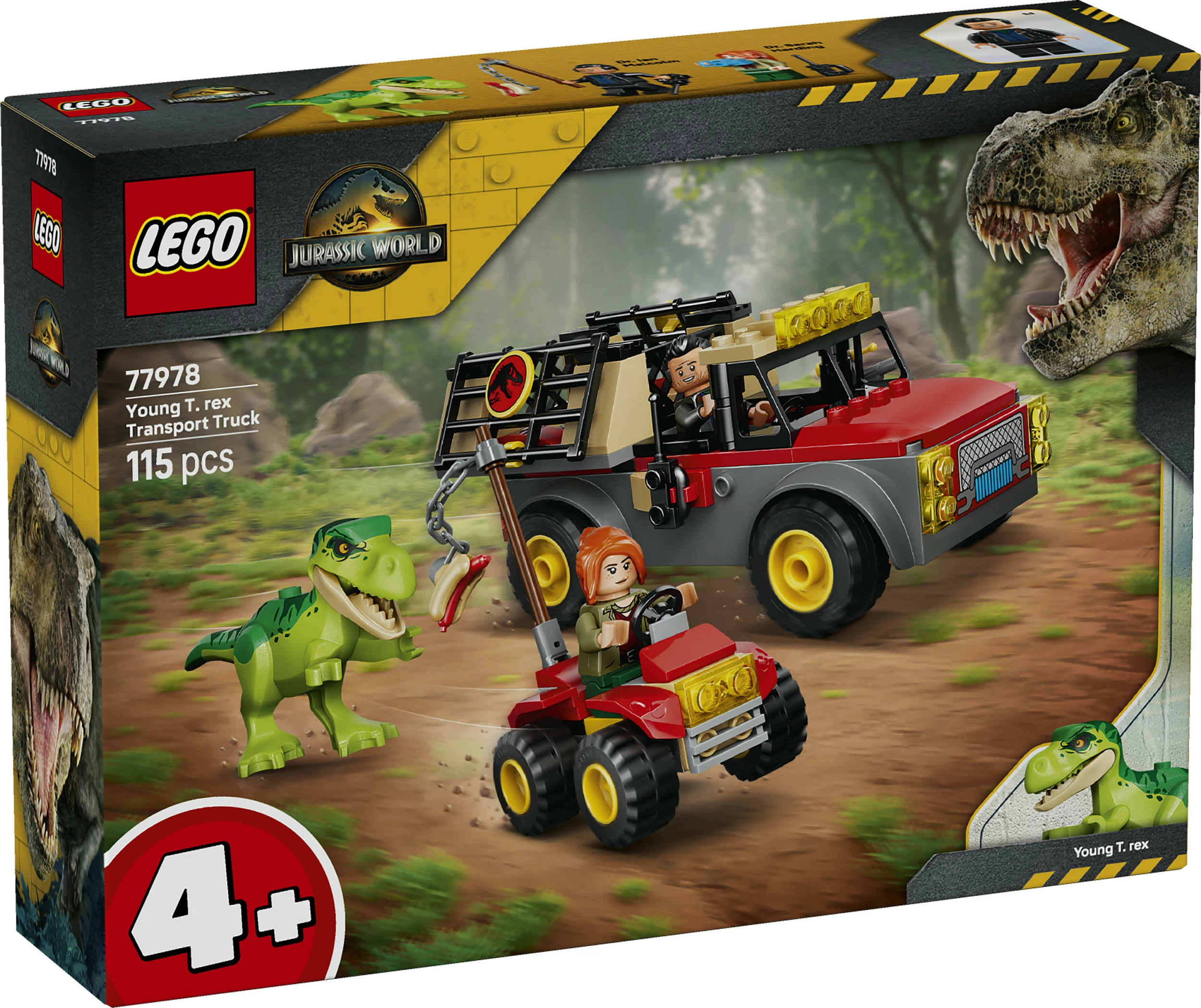 Set LEGO Jurassic World 77978 Young T. rex Transport Truck, 115 copë, kuqe/gri
