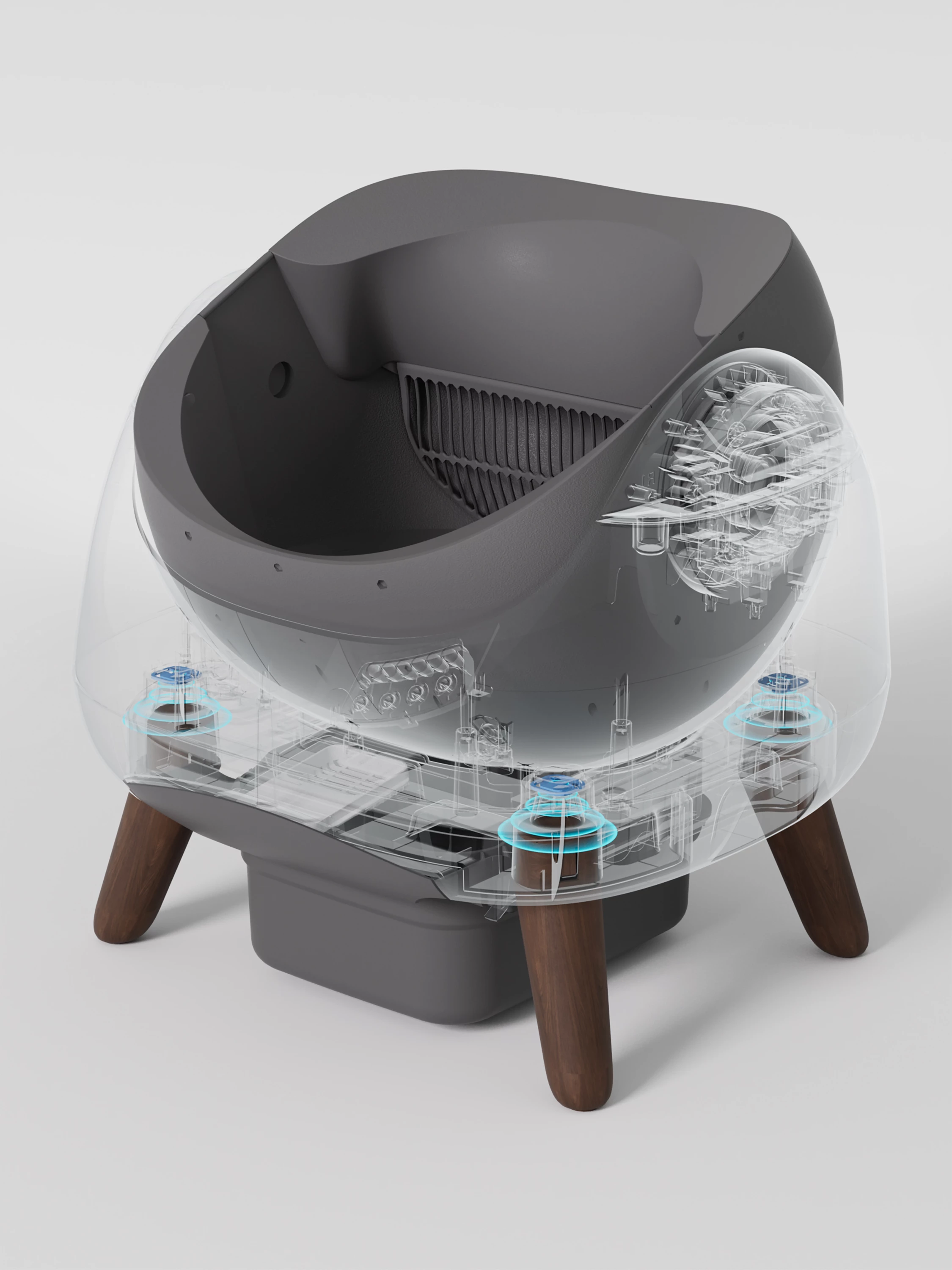 kuti rëre smart automatike për mace Catlink C08 Scooper OPEN-X, me Wi‑Fi/app, 4 L rërë + 12 L depo mbetjesh, gri