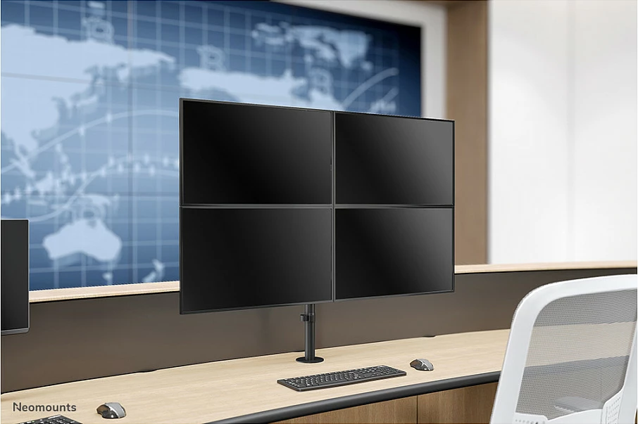 Krah monitori Neomounts FPMA-D550D4BLACK, për 4 ekrane, 13-32", rregullim lartësie, ngjyrë e zezë