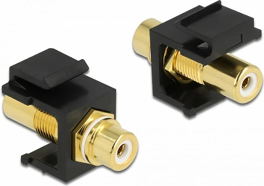 Modul Keystone DeLOCK RCA femër në RCA femër, i sheshtë, kontakte të veshura me ar, i zi