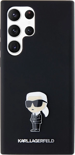 Mbështjellës Karl Lagerfeld Silicone Ikonik Metal Pin për Samsung Galaxy S23 Ultra, i zi