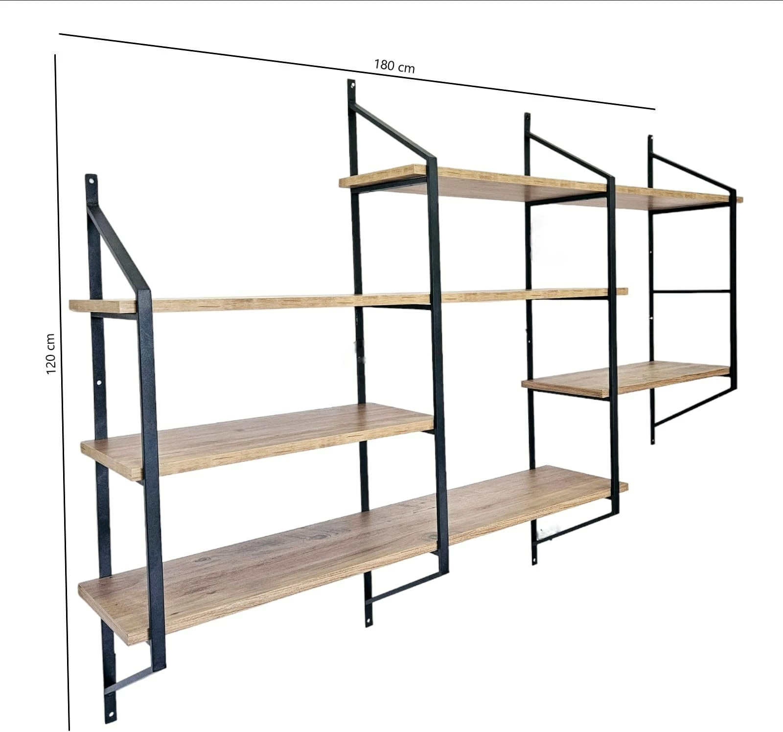 Raft muri Skye Decor, ngjyrë e zezë dhe pishë Atlantike, Raffy7