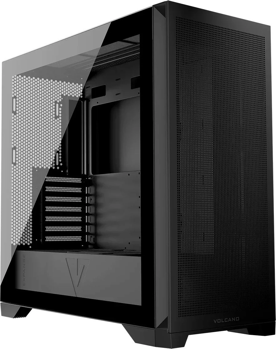 Kasë MODECOM Volcano Expanse S midi tower ATX/ITX/micro ATX pa ventilatorë xham i temperuar USB-C ARGB e zezë