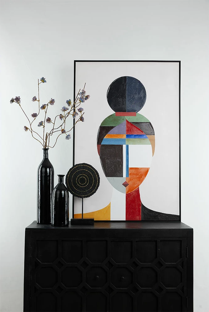 Dekor Totem TUISI, polirezine, ngjyrë e zezë dhe ari, 26x8x43cm