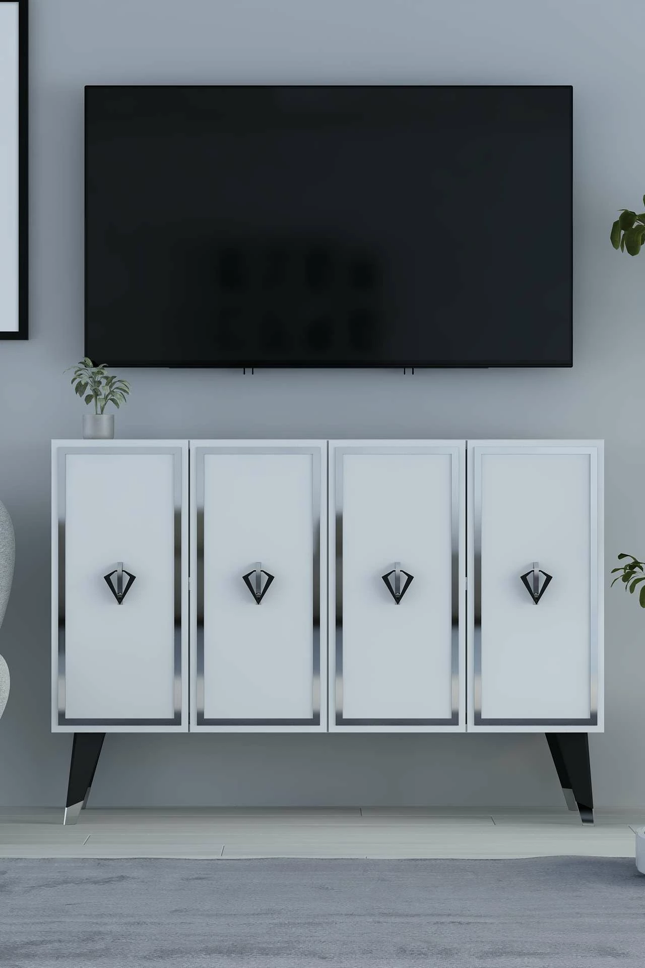 Konsol Skye Decor, 8176KM-32, e bardhë, e zezë, argjend