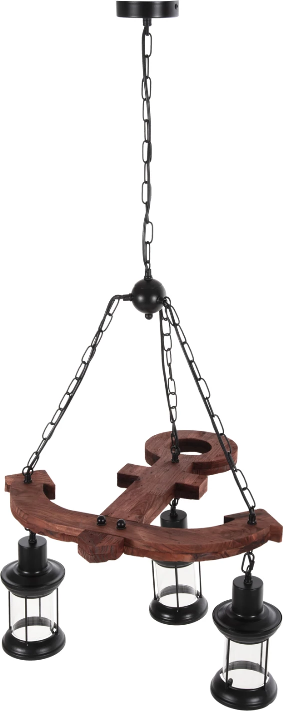 Llambë varëse tavani me 3 drita, FH4115, dru-metal-xham, 115H cm