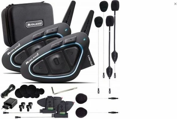 Interkom motoçiklete Midland për dy helmeta, i zi