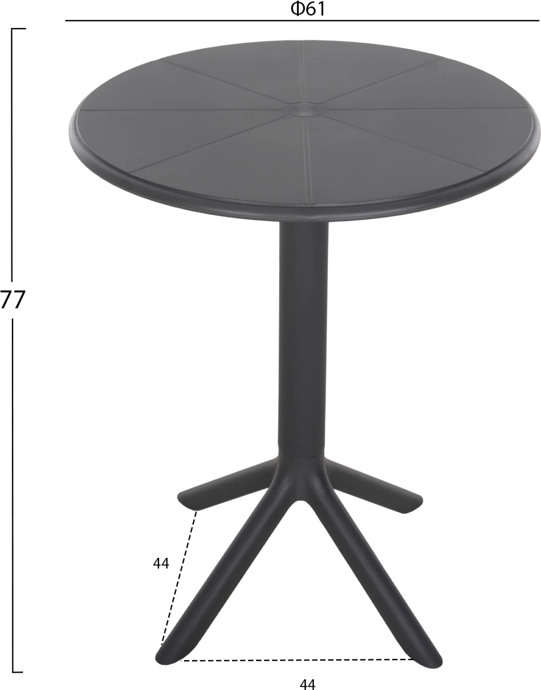 Tavolinë e rrumbullakët polipropileni TERRIN FH6124.20, gri, Φ61x77Hcm