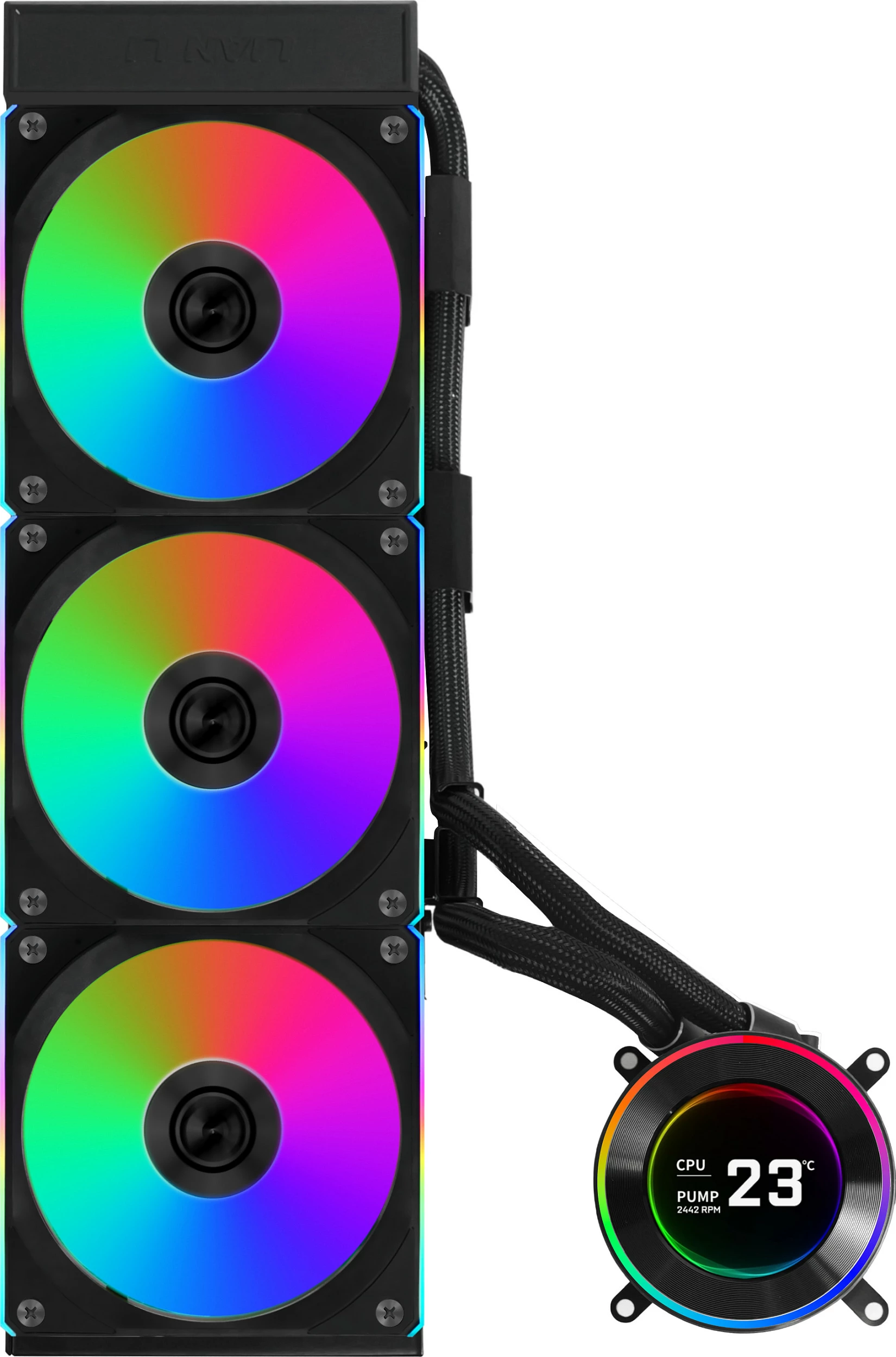 Ftohës CPU Lian Li HYDROSHIFT II LCD-C 360CL, AiO watercooling 360mm, RGB, i zi