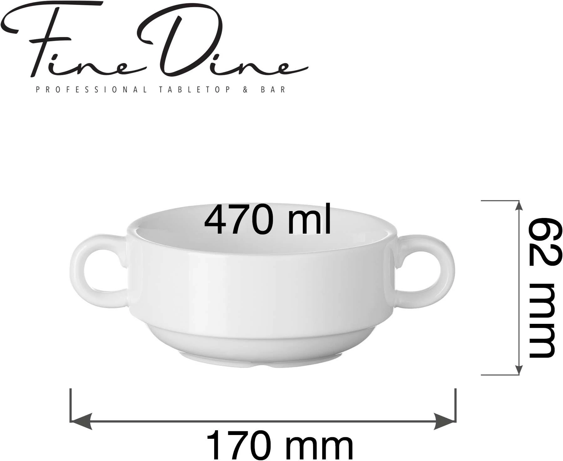 Filxhan konsomeje Fine Dine Pure Bianco 470 ml, set 6 copë, i bardhë
