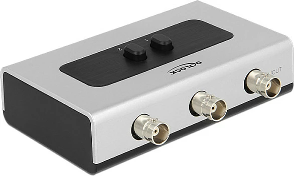 Switch BNC DeLOCK 87669, 3x BNC femër, manual, bidireksional, zi/gri