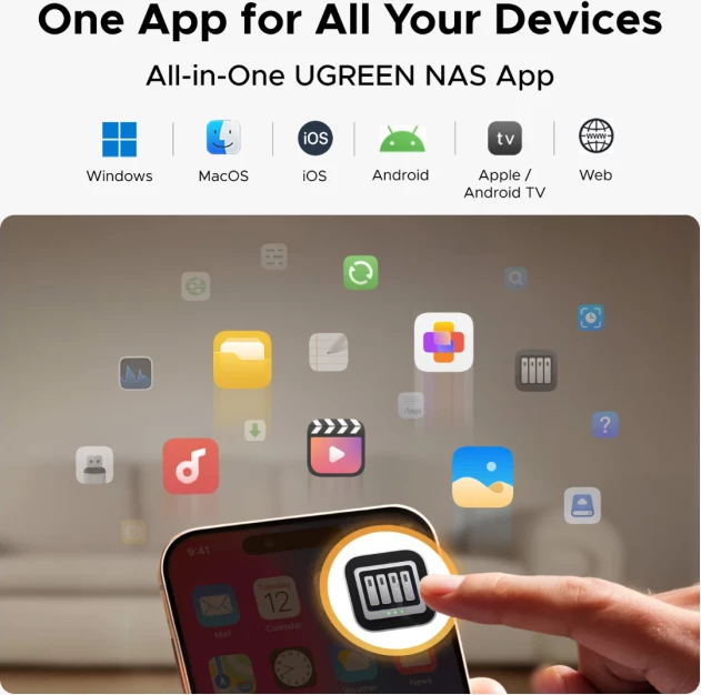 NAS pajisje UGREEN NASync DH2300, 2-bay SATA, ARM 8-core 2.2GHz, 4GB LPDDR4X, 32GB eMMC, 1GbE, gri