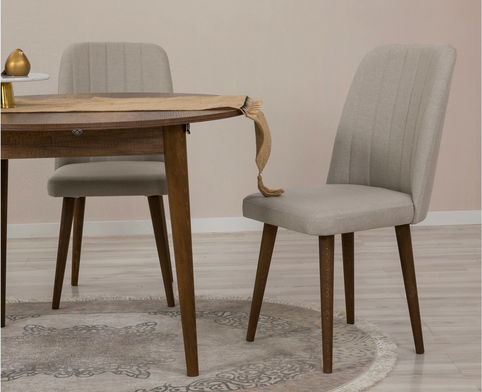 Tavolinë me karrige, zgjatshme, 3 copë, Skye Decor Vina 1005 3, e bardhë, krem