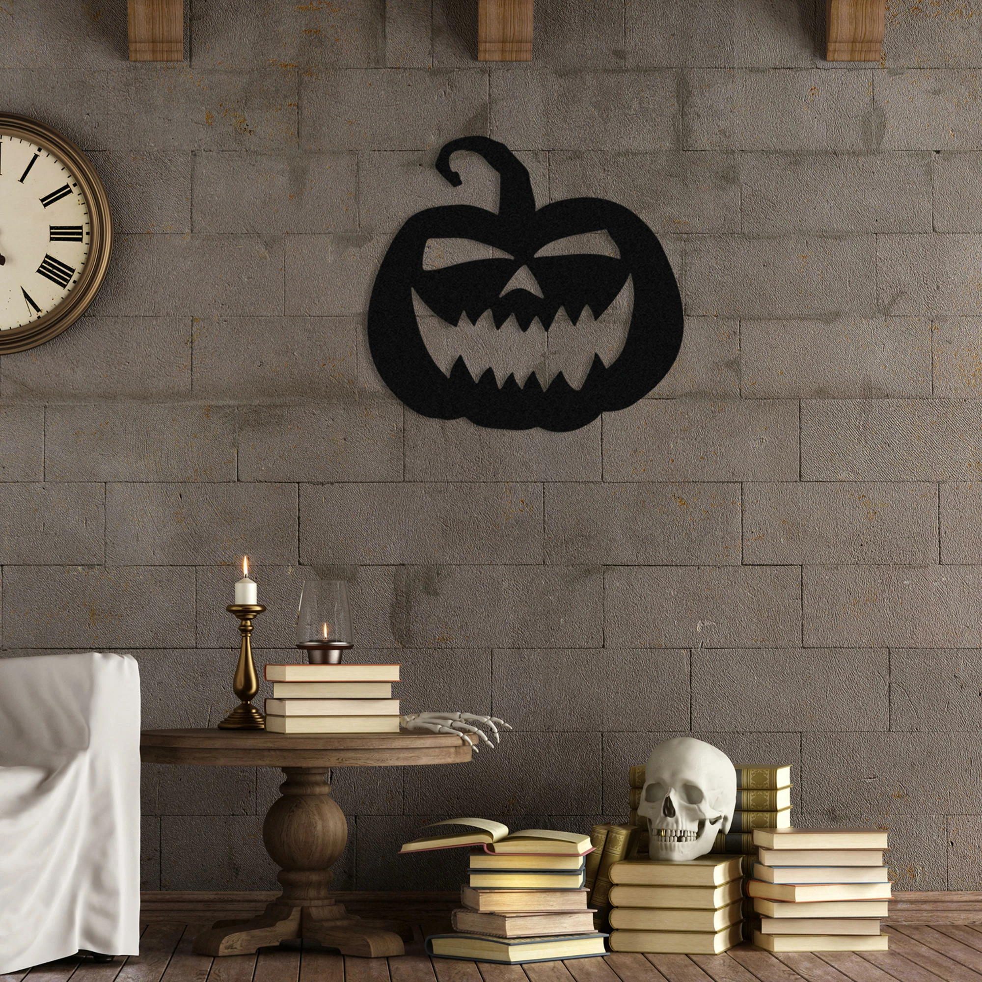 Aksesor dekorativ metalik për mur, Wallity, Halloween 14, ngjyrë e zezë, 53x50cm