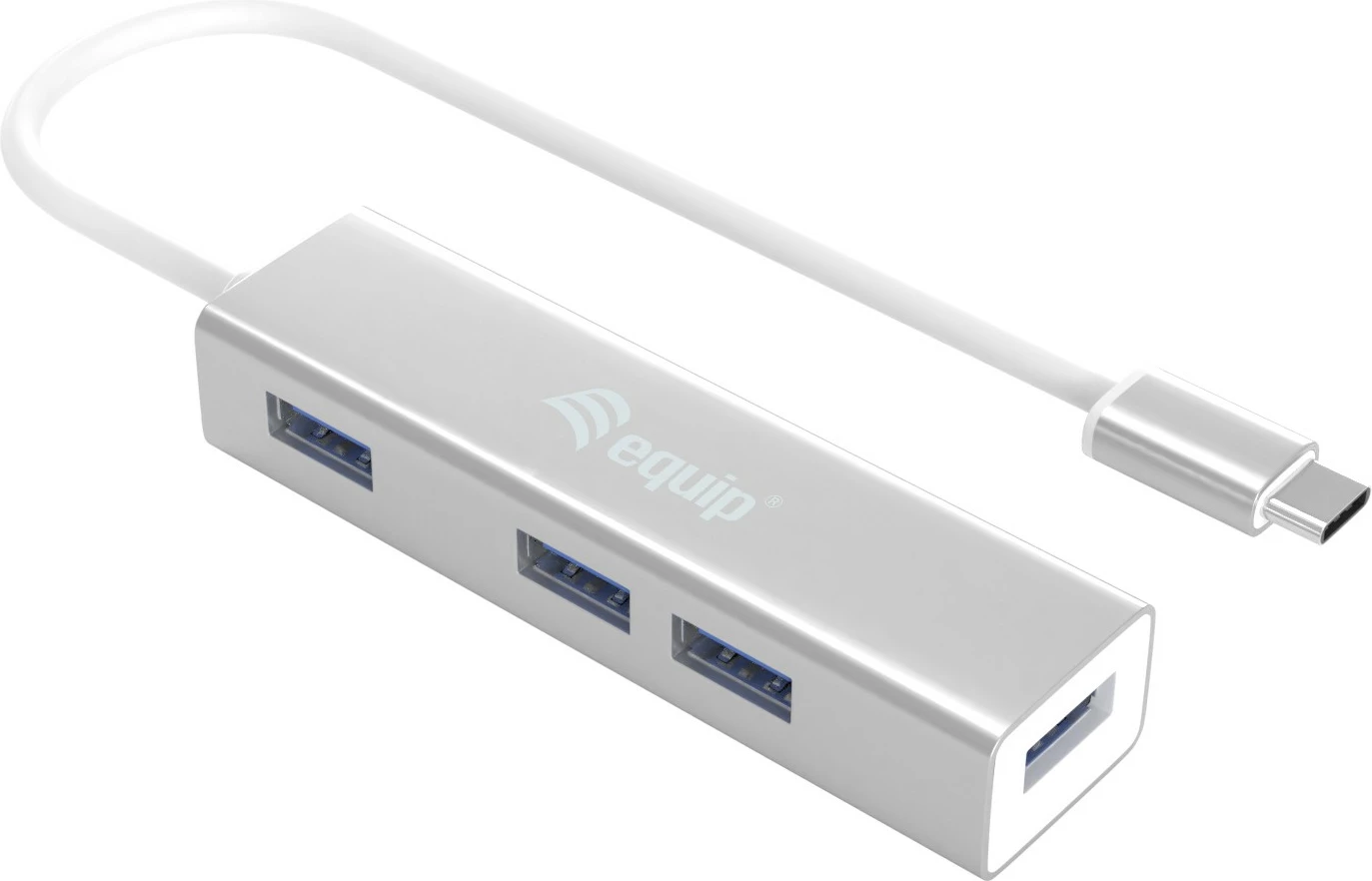 USB hub Equip 4 porte USB 3.0, Type-C, 5000 Mbit/s, alumini, argjendtë