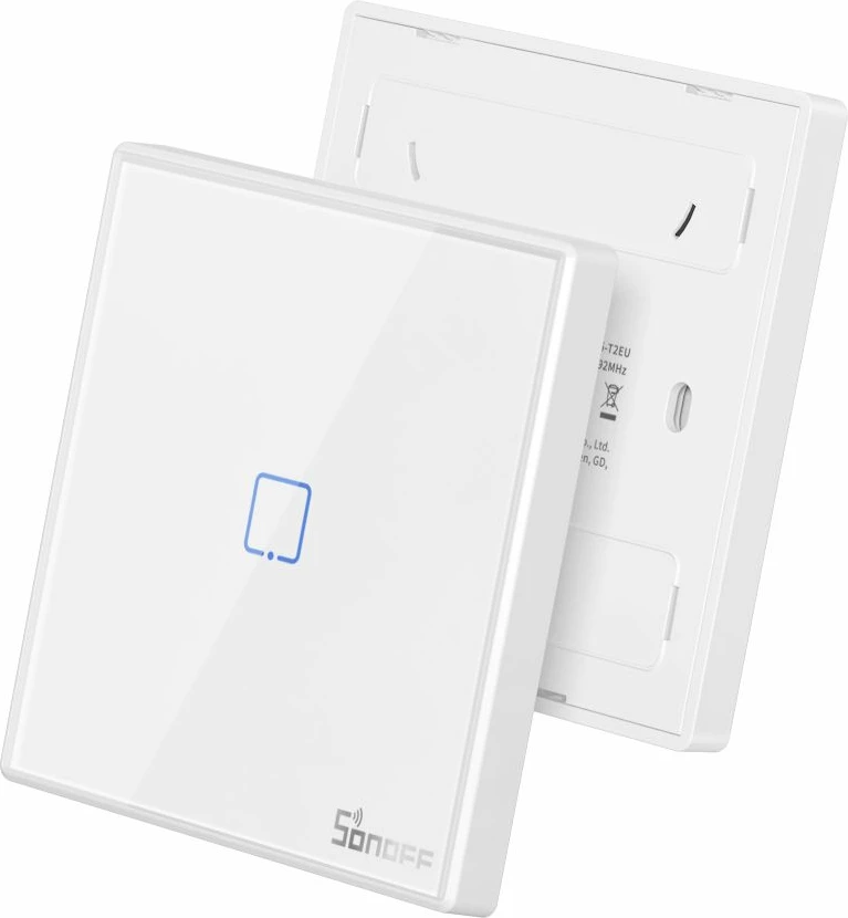 Ndërprerës Inteligjent me Prekje SONOFF T2EU1C TX, Wi-Fi, i Përshtatshëm me Amazon Alexa dhe Google Assistant, me Panel Xhami, i Bardhë. (Bardhë)