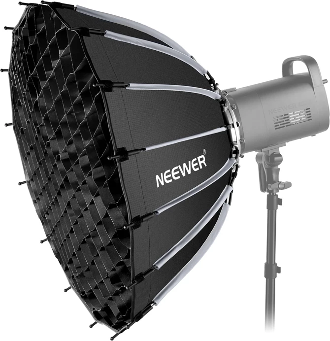Softbox rrethor, Neewer SF65Q, 65 cm, montim Bowens, me grilë huall dhe dy difuzorë, me çantë