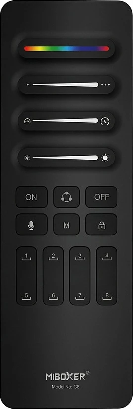 Telekomandë LED Pixel Miboxer C8, 2.4GHz, RGB/RGBW/RGB+CCT, e zezë