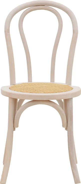 Karrige stackable Vienna Azhel, dru ahu ngjyrë e bardhë, ulëse ratan natyral, 41x50x89cm