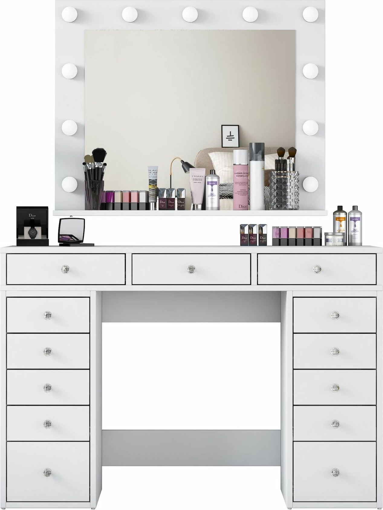 Tavolinë grimi Skye Decor, e bardhë, me pasqyrë të madhe, BJ119 - 2895