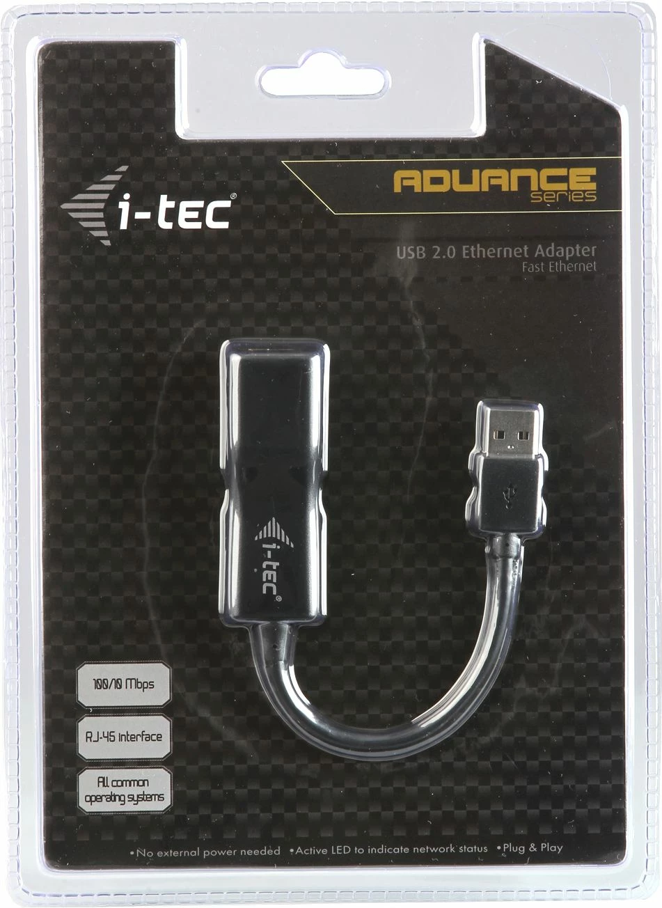 Adapter rrjeti USB 2.0 në Ethernet I-TEC U2LAN 10/100 Mb/s RJ-45, i zi