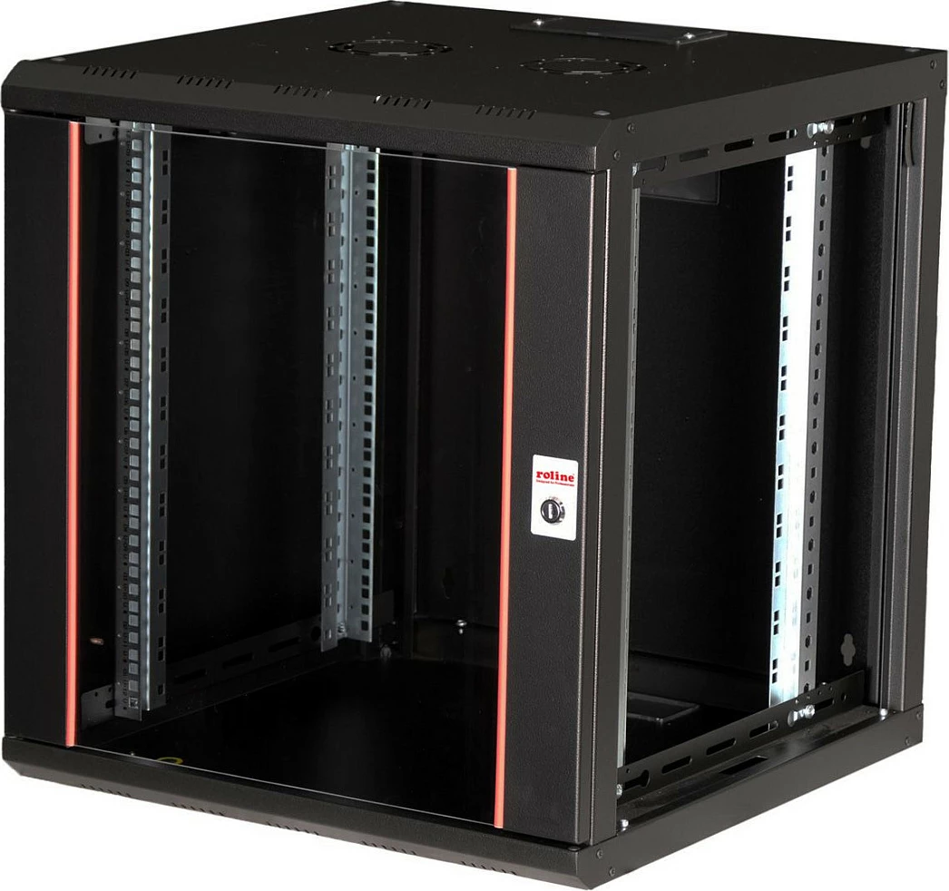 Kabinet muri ROLINE Pro 12U 19", 600x600mm, derë xhami me çelës, i zi