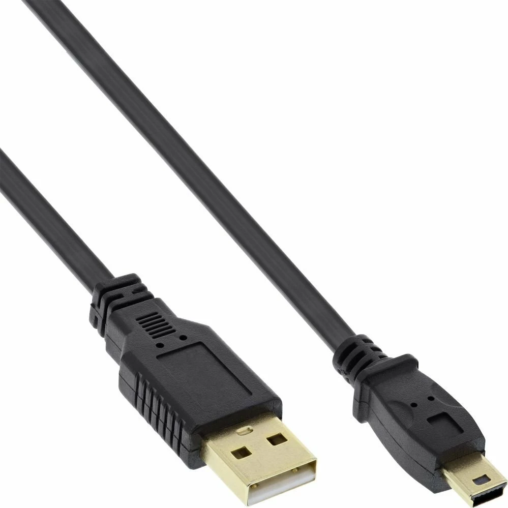 Kabllo USB InLine 31810F, USB-A në miniUSB, 1 m, USB 2.0, ultra e sheshtë, e zezë