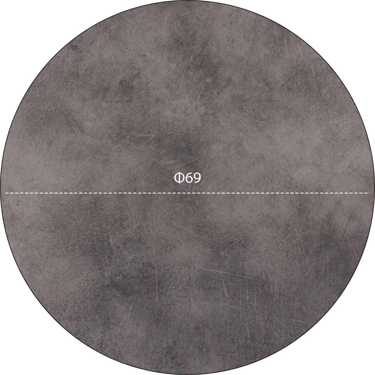 Sipërfaqe tavoline HPL, ngjyrë cement, Φ69 cm, trashësi 12mm