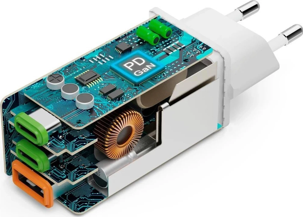 Karikues Hama mini GaN 65W PD/QC 2x USB-C, 1x USB-A, bardhë