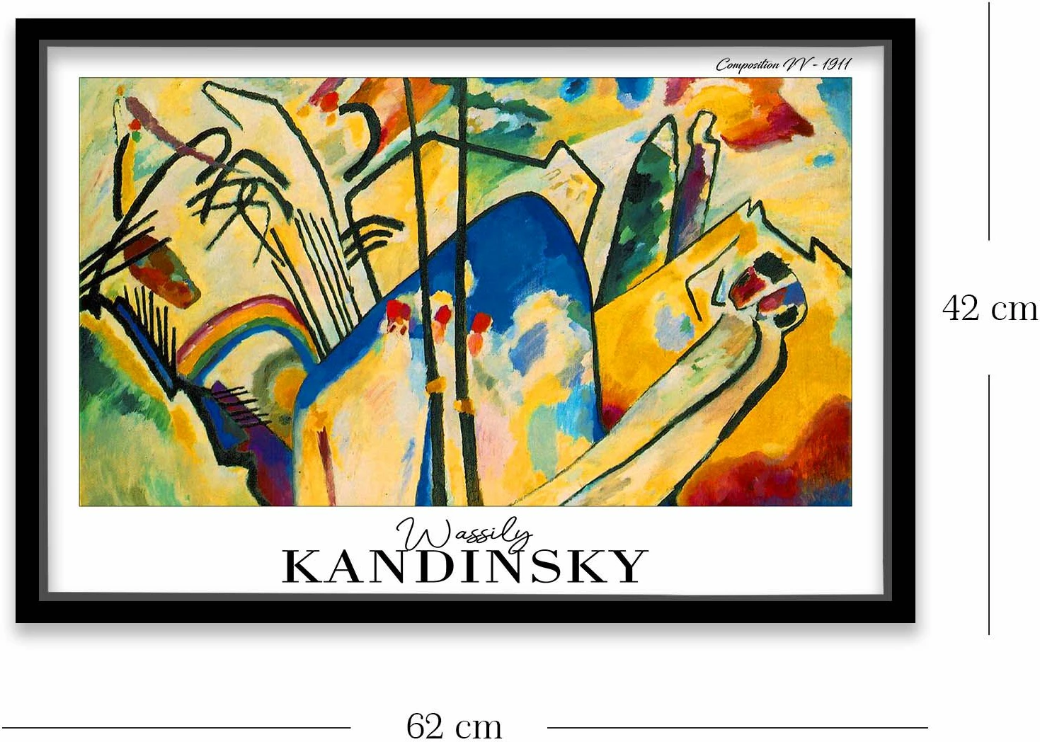 Pikturë dekorative me kornizë, Wallity, 4262SYHKANDINSKY-007, shumëngjyrëshe, 42x62cm