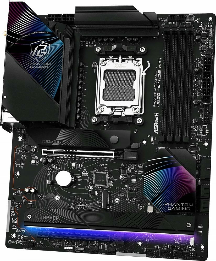 Pllakë amë ASRock B850 Riptide WiFi ATX DDR5 deri 256GB, Wi‑Fi 7, Bluetooth