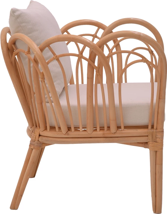 Karrige Tania ratan natyral-jastëk i bardhë 76x76x76cm