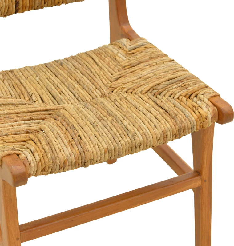 Karrige Refane, skelet prej druri teak, sedilje dhe shpinore prej kashte, ngjyrë natyrale, 50x58x85cm