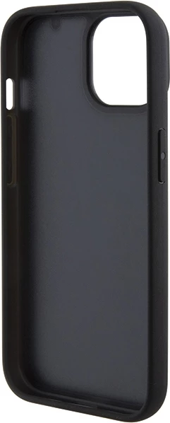 Mbështjellës BMW Leather Hot Stamp për iPhone 15 Plus, e zezë